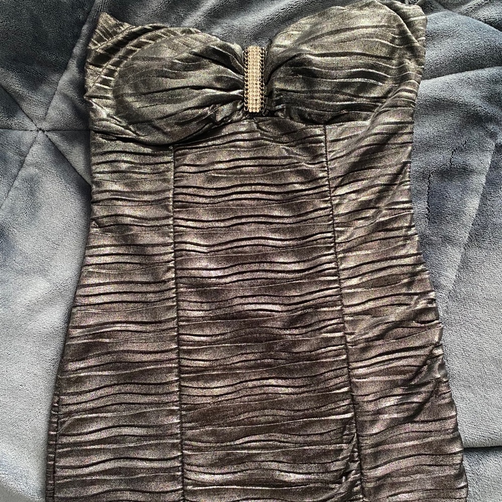 Mini metallic black dress